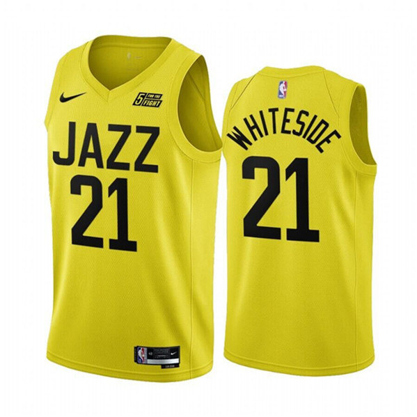 Men's Utah Jazz #21 Hassan Whiteside Yellow 2022/23 Association Edition Stitched Basketball Jersey